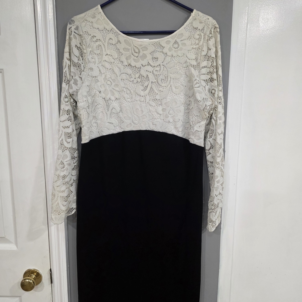 Elegant Black and White Lace Dress
